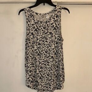 Floral Sleeveless Top - Black and White